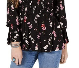 Top American Rag Junior com babados e mangas amarradas, preto, tamanho pequeno