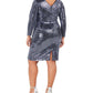 Vestido envelope feminino Betsy &amp; Adam com lantejoulas, azul-marinho, tamanho 16W