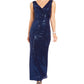 Vestido de lantejoulas feminino Betsy &amp; Adam, azul marinho, tamanho 10, pequeno
