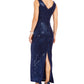 Vestido de lantejoulas feminino Betsy &amp; Adam, azul marinho, tamanho 10, pequeno
