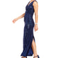 Vestido de lantejoulas feminino Betsy &amp; Adam, azul marinho, tamanho 10, pequeno