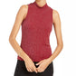 Camiseta de gola alta em lurex Planet Gold Juniors, tamanho extra grande, vermelha