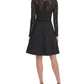 Vestido Tommy Hilfiger Feminino com Manga de Renda e Ajuste Flare, Preto, Tamanho 8