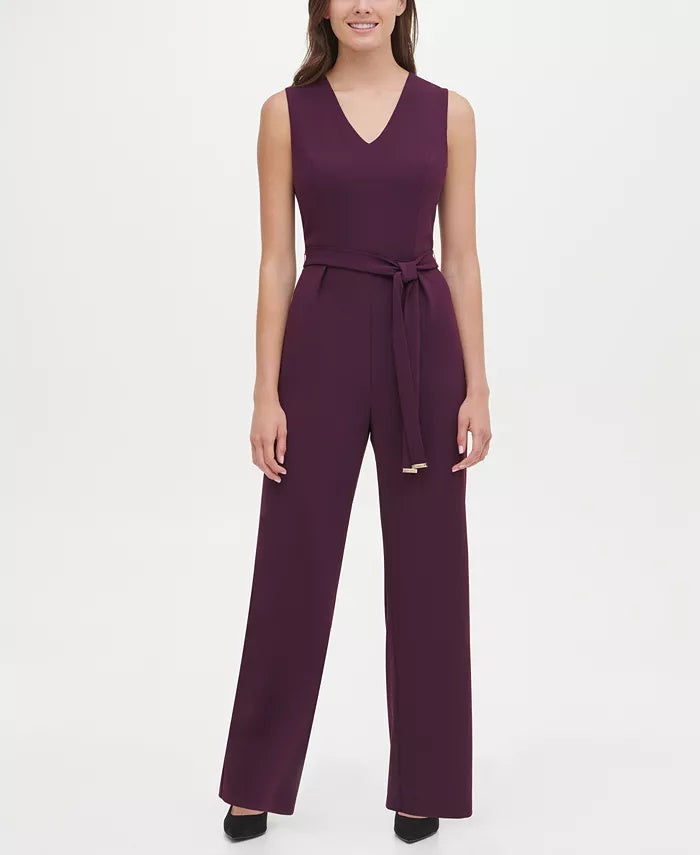 Macacão Tommy Hilfiger Feminino com Cinto e Decote em V Roxo Tamanho 12