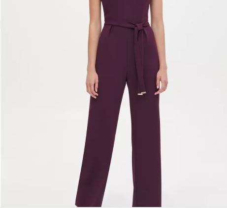 Macacão Tommy Hilfiger Feminino com Cinto e Decote em V Roxo Tamanho 12