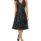 Vestido feminino Tommy Hilfiger com ajuste evasê e renda floral, cinza, tamanho 4