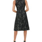 Vestido feminino Tommy Hilfiger com ajuste evasê e renda floral, cinza, tamanho 4