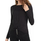 Planet Gold Junior's Twist Front Sparkly Ribbed Top Preto Tamanho Médio