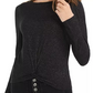 Planet Gold Junior's Twist Front Sparkly Ribbed Top Preto Tamanho Médio