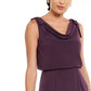 Vestido feminino Adrianna Papell Bluson com decote careca, roxo escuro, tamanho 8