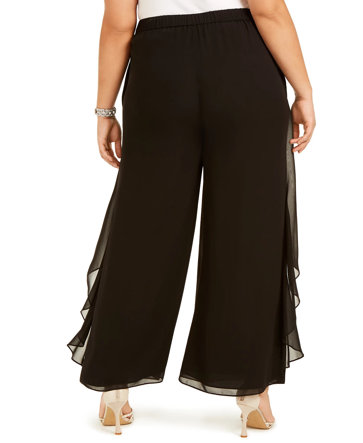 Calça social feminina Adrianna Papell Plus Chiffon, preta, tamanho 22