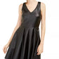 Vestido Rosie Harlow Juniors em couro sintético, corte justo e flare, preto, tamanho pequeno