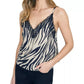 Camisola Sanctuary Feminina Perfect Match com Estampa de Zebra e Detalhe em Renda, Preta, Tamanho X-G