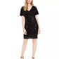 Vestido Calvin Klein Feminino de Veludo com Lantejoulas e Relevo, Preto, Tamanho 8