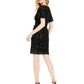 Vestido Calvin Klein Feminino de Veludo com Lantejoulas e Relevo, Preto, Tamanho 8