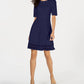 Vestido Calvin Klein Feminino Manga Cotovelo com Detalhe de Ilusão Azul Marinho Tamanho 2