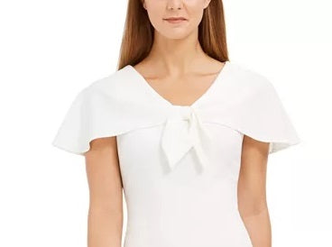 Vestido tubinho capelete com amarração frontal Calvin Klein feminino, branco, tamanho 16