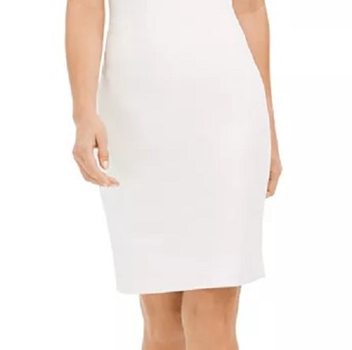 Vestido tubinho capelete com amarração frontal Calvin Klein feminino, branco, tamanho 16