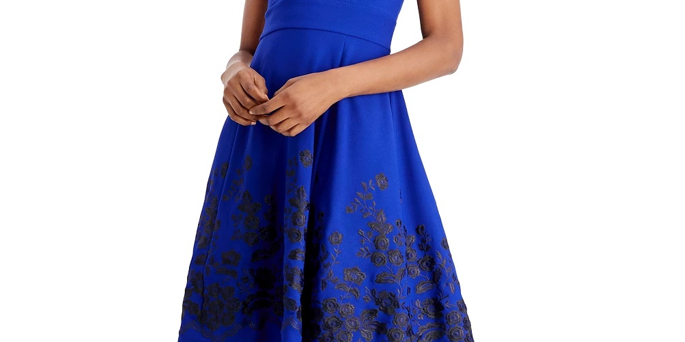 Vestido Calvin Klein Feminino Bordado A-Line Turq Aqua Tamanho 2