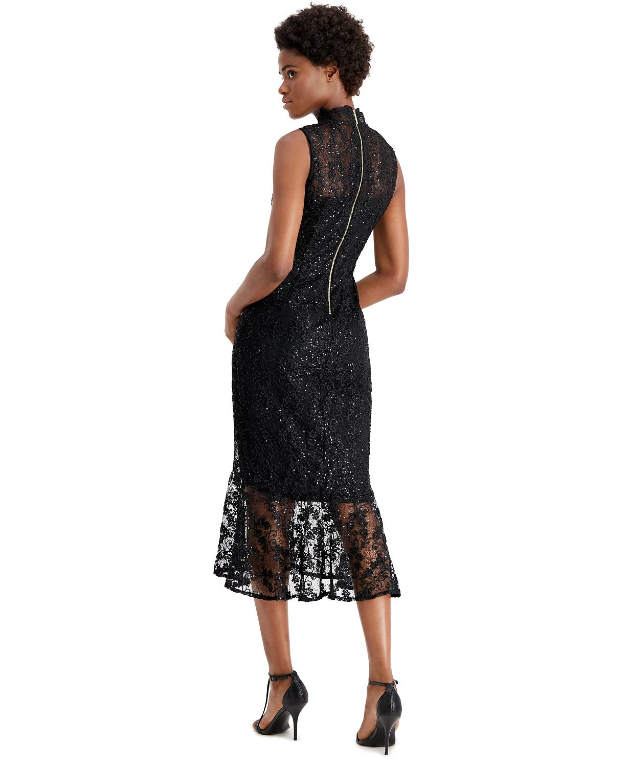 Vestido Calvin Klein Feminino Gola Falsa Bordado Renda Preto Tamanho 8