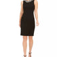 Vestido justo com acabamento em pérolas falsas Calvin Klein feminino, preto, tamanho 2
