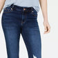 Calça jeans skinny cropped rasgada rosa Celebrity Juniors, azul marinho, tamanho 7
