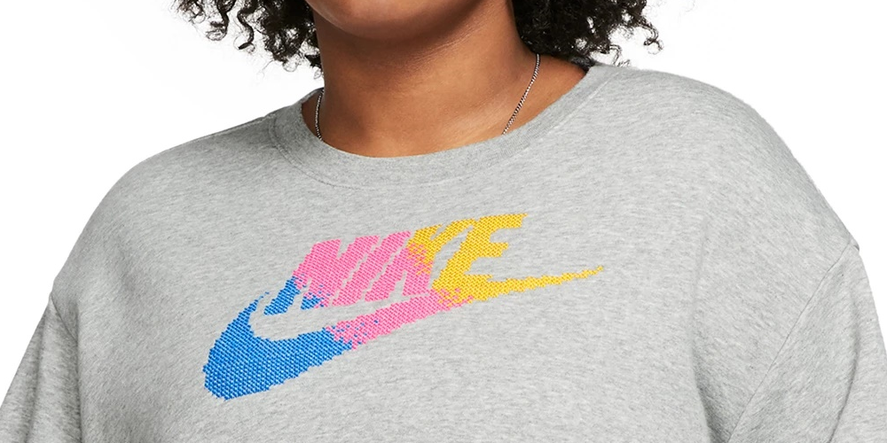 Moletom Nike Sportswear Fleece com gola redonda plus size feminino, cinza, tamanho 2X
