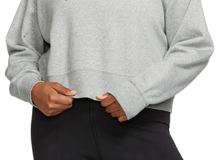 Moletom Nike Sportswear Fleece com gola redonda plus size feminino, cinza, tamanho 2X