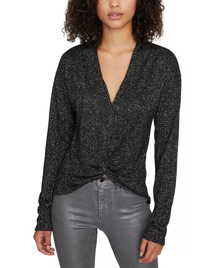 Top decote profundo com nó interessado para mulheres Sanctuary, preto, tamanho extragrande