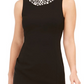 Vestido justo com acabamento em pérolas imitação Calvin Klein feminino, preto, tamanho 2