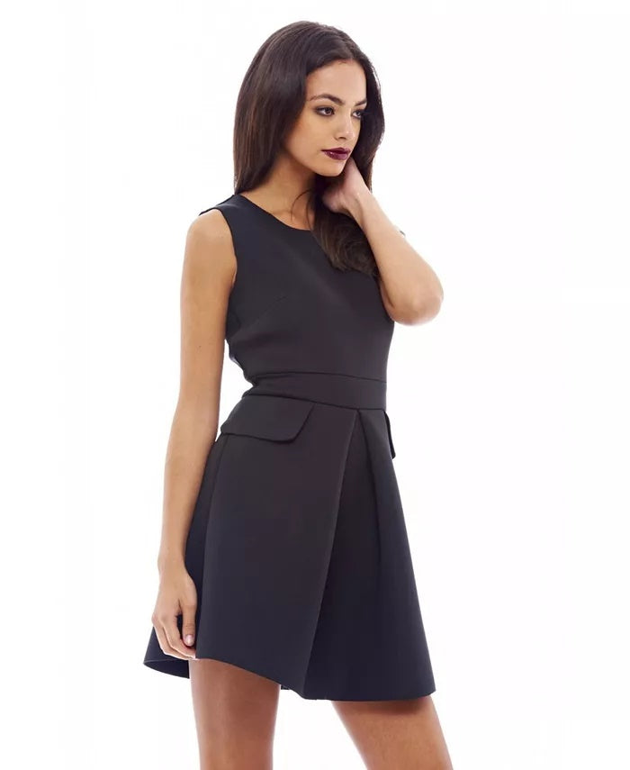 Vestido plissado Scuba feminino AX Paris, preto, tamanho 4