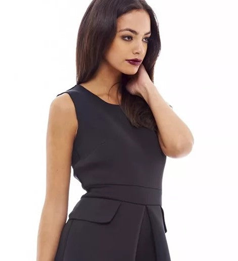 Vestido plissado Scuba feminino AX Paris, preto, tamanho 4