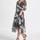 Vestido longo feminino DKNY Satin Burnout, cor carvão, tamanho 2