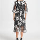 Vestido longo feminino DKNY Satin Burnout, cor carvão, tamanho 2