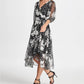 Vestido longo feminino DKNY Satin Burnout, cor carvão, tamanho 2