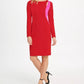Vestido tubinho com recorte bicolor feminino DKNY, tamanho médio, vermelho, 14
