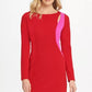 Vestido tubinho com recorte bicolor feminino DKNY, tamanho médio, vermelho, 14