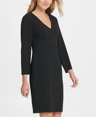 Vestido tubinho DKNY feminino, manga longa, cintura império, preto, tamanho 14