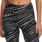 Leggings femininas estampadas de cintura alta DKNY, pretas, tamanho pequeno