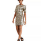 Vestido tubinho com lantejoulas e leopardo Betsey Johnson feminino, amarelo, tamanho 8
