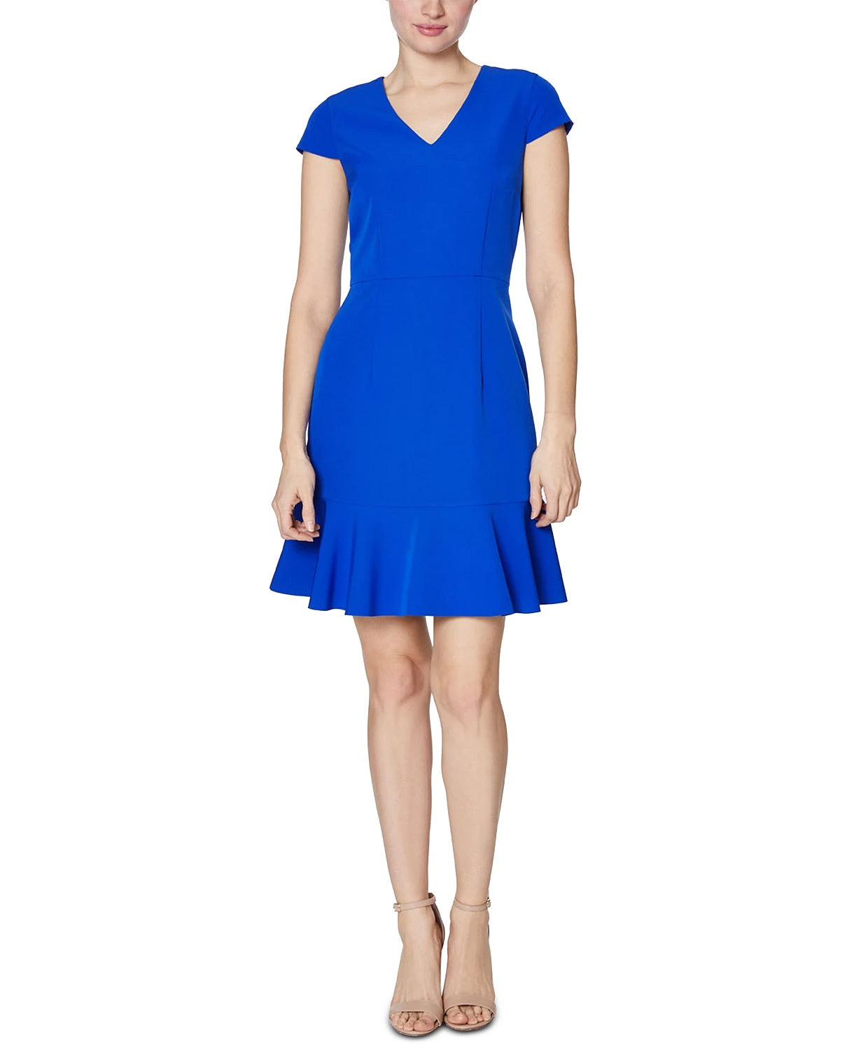 Vestido feminino Betsey Johnson com babados e bainha azul-marinho, tamanho 8