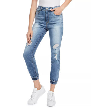 Dollhouse Junior's Ripped Jogger Jeans Medium Blue Size 7