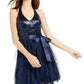 Vestido com babados e lantejoulas Teeze Me Junior, azul marinho, tamanho 3