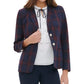 Tommy Hilfiger Blazer Xadrez Feminino com Cotoveleira Azul Tamanho 12