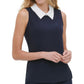 Tommy Hilfiger Blusa sem mangas com estampa em camadas feminina, azul escuro, tamanho grande
