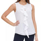 Tommy Hilfiger Blusa Feminina com Babados na Frente Branca Tamanho X-G