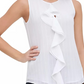 Tommy Hilfiger Blusa Feminina com Babados na Frente Branca Tamanho X-G