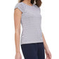 Tommy Hilfiger Blusa Feminina Estampada Manga Franzida Branca Tamanho P