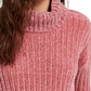 Suéter Hippie Rose Juniors Chenille Gola Alta Rosa Brilhante Tamanho Médio
