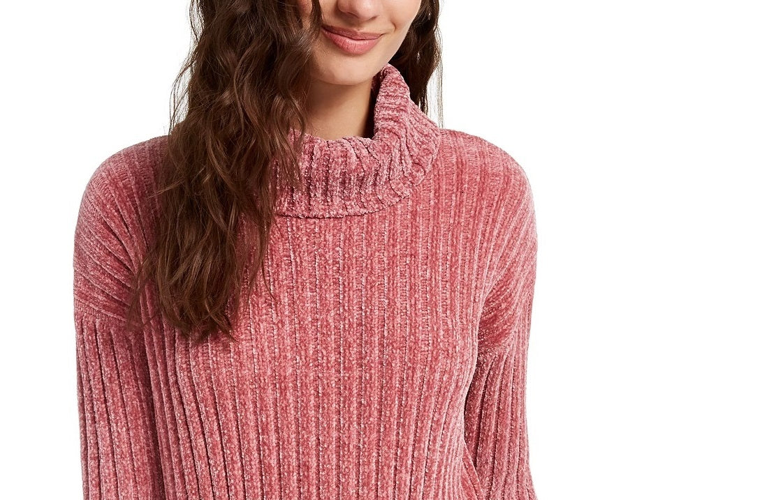 Suéter Hippie Rose Juniors Chenille Gola Alta Rosa Brilhante Tamanho X-S